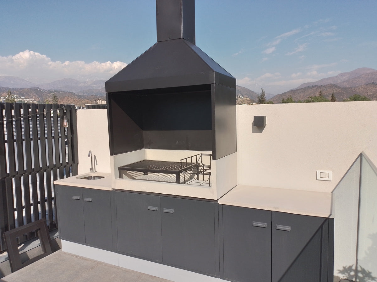 Parrilla 120x60cm + Lavacopas 90x60cm + Lateral 90x60cm + Campana